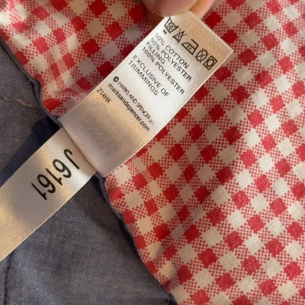Marks & Spencer Baby Quilt Gingham Patchwork Embroidered Numbers Blue Red 46x38